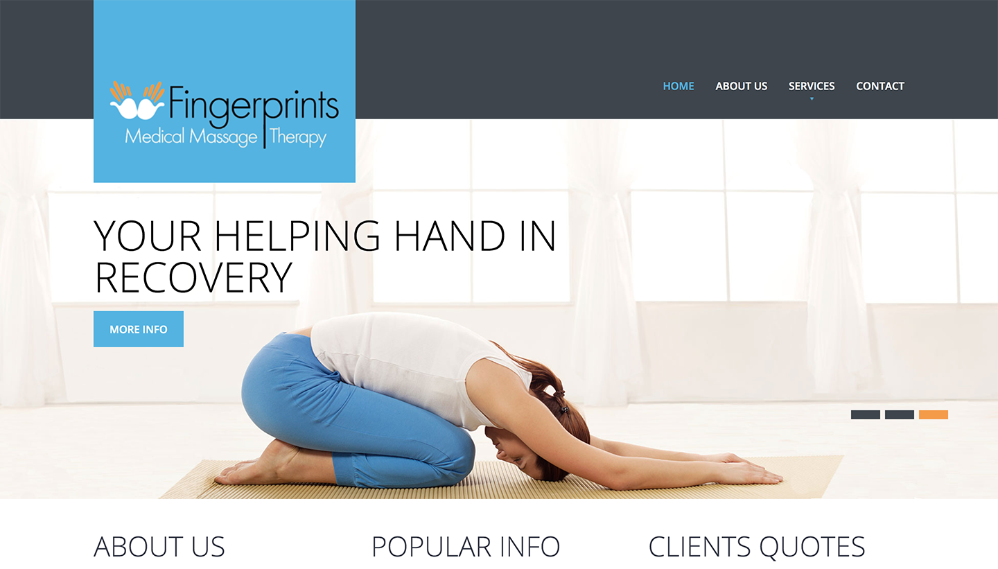 finger prints massage homepage web development and design